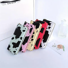 Casual Layered Cow Pattern Long Wallet Coin Purse