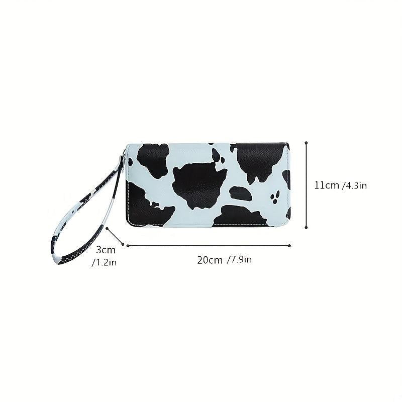 Casual Layered Cow Pattern Long Wallet Coin Purse