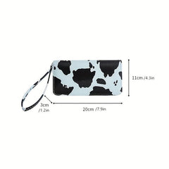 Casual Layered Cow Pattern Long Wallet Coin Purse