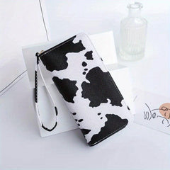 Casual Layered Cow Pattern Long Wallet Coin Purse
