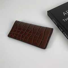 Men's Crocodile Pattern Long Wallet with Card Slots