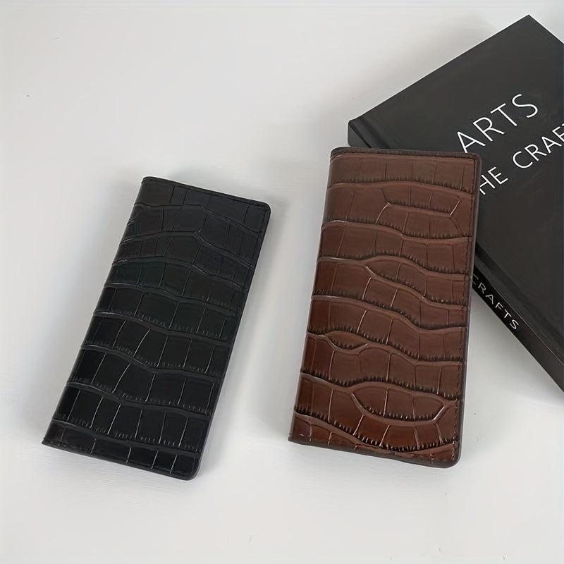 Men's Crocodile Pattern Long Wallet with Card Slots