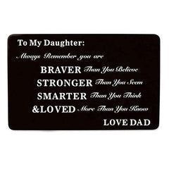 Engraved Love Note Wallet Insert Card For Son Daughter