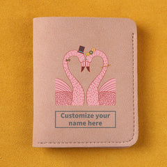 Flamingo Pattern Short Wallet Frosted Leather Men's And Women's Wallet