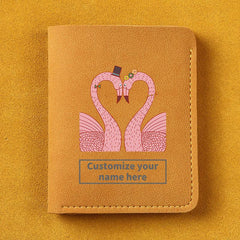 Flamingo Pattern Short Wallet Frosted Leather Men's And Women's Wallet