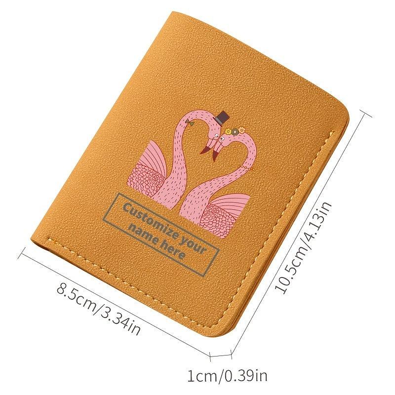 Flamingo Pattern Short Wallet Frosted Leather Men's And Women's Wallet
