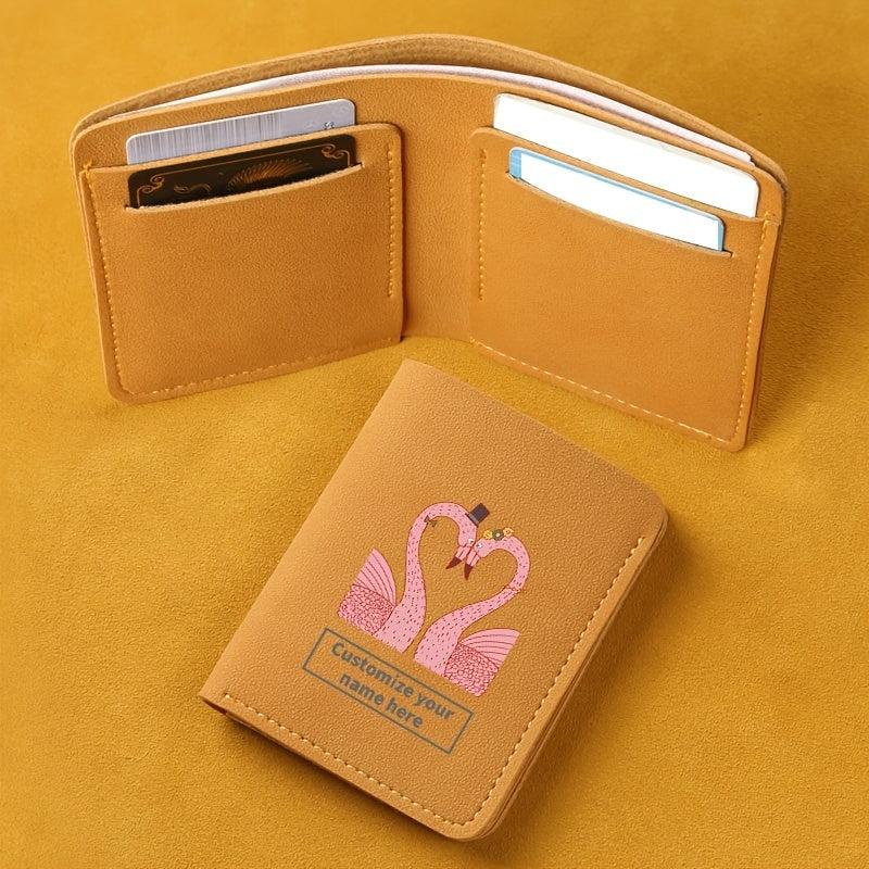 Flamingo Pattern Short Wallet Frosted Leather Men's And Women's Wallet