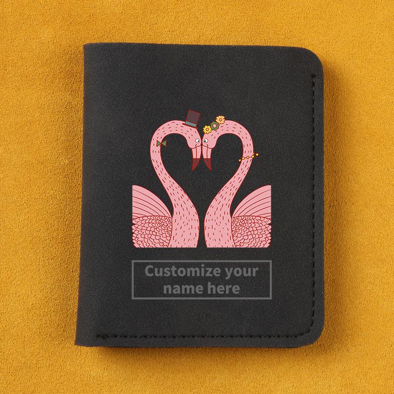 Flamingo Pattern Short Wallet Frosted Leather Men's And Women's Wallet