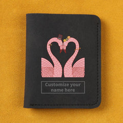 Flamingo Pattern Short Wallet Frosted Leather Men's And Women's Wallet