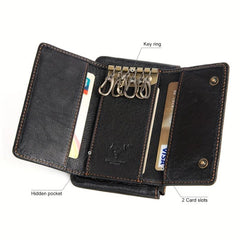 Men's Leather Bull Head Short Wallet Multiple Card Slots Purse