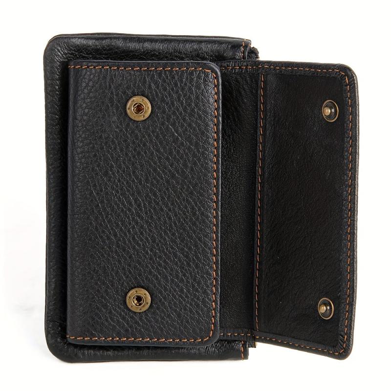 Men's Leather Bull Head Short Wallet Multiple Card Slots Purse