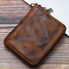 Men's Zipper Card Holder Short Wallet Leather Large Capacity Card Holder