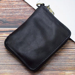Men's Zipper Card Holder Short Wallet Leather Large Capacity Card Holder