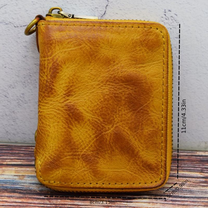 Men's Zipper Card Holder Short Wallet Leather Large Capacity Card Holder