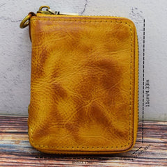 Men's Zipper Card Holder Short Wallet Leather Large Capacity Card Holder