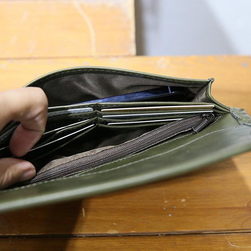 Men's Leather Clutch Bag Long Wallet Phone Bag