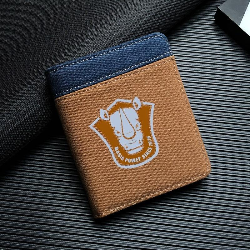 Men's Animal Rhino Print Canvas PU Leather Wallet