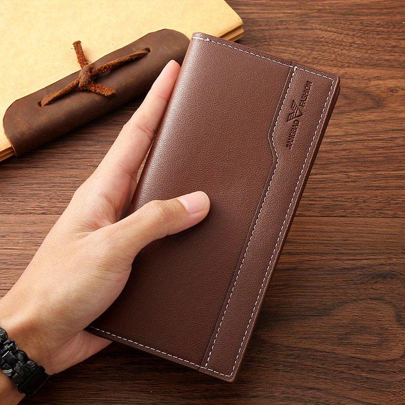 Men's PU Leather Long Wallet Coin Purse Ultra thin Business Outdoor Wallet
