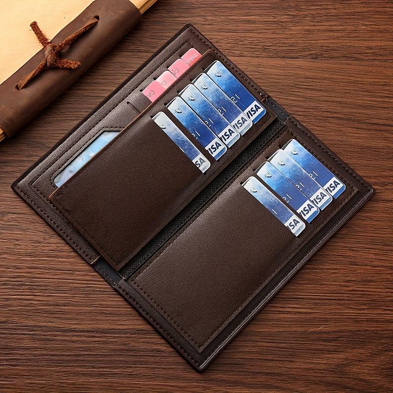Men's PU Leather Long Wallet Coin Purse Ultra thin Business Outdoor Wallet