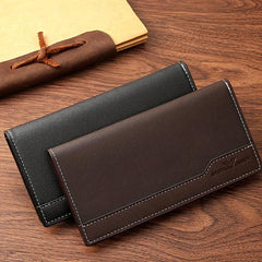 Men's PU Leather Long Wallet Coin Purse Ultra thin Business Outdoor Wallet