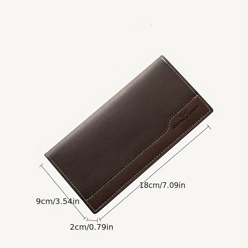 Men's PU Leather Long Wallet Coin Purse Ultra thin Business Outdoor Wallet