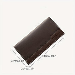 Men's PU Leather Long Wallet Coin Purse Ultra thin Business Outdoor Wallet