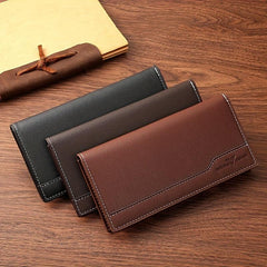 Men's PU Leather Long Wallet Coin Purse Ultra thin Business Outdoor Wallet