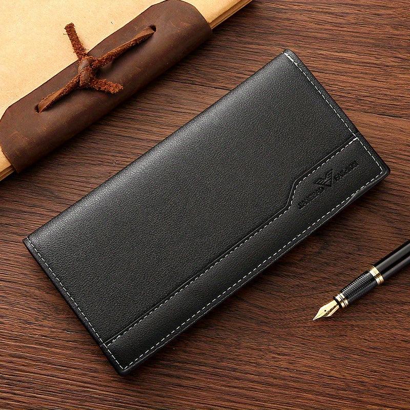 Men's PU Leather Long Wallet Coin Purse Ultra thin Business Outdoor Wallet