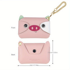 Men's Animal Head Coin Purse Dog/Cat Leather Bag