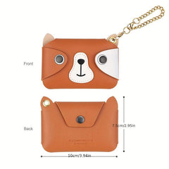 Men's Animal Head Coin Purse Dog/Cat Leather Bag