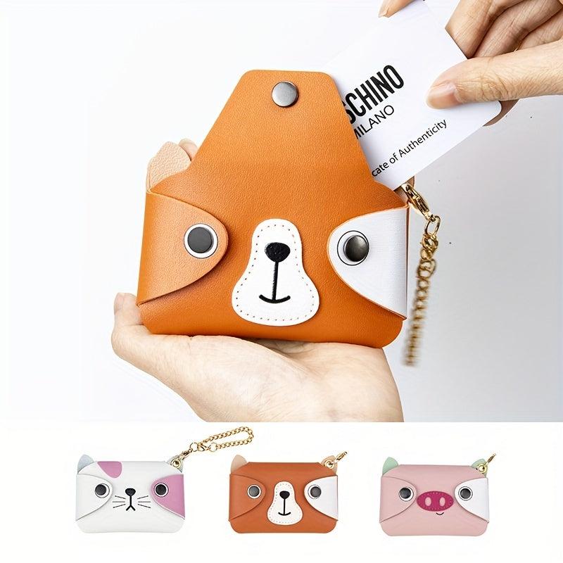 Men's Animal Head Coin Purse Dog/Cat Leather Bag