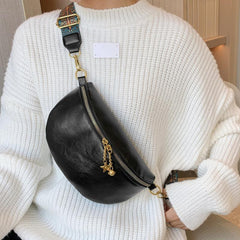 Solid Zipper Fanny Pack Sling Chest Bag For Girls