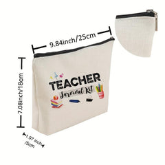 Teacher's Gift Print Portable Cosmetic Bag Zipper Durable Polyester Toiletry Bag