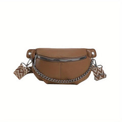 Vintage Chain Chest Bag Crossbody Bag PU Leather