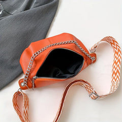 Vintage Chain Chest Bag Crossbody Bag PU Leather