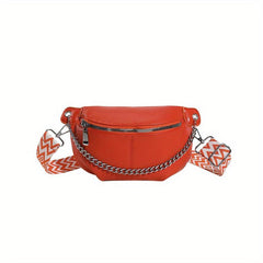 Vintage Chain Chest Bag Crossbody Bag PU Leather
