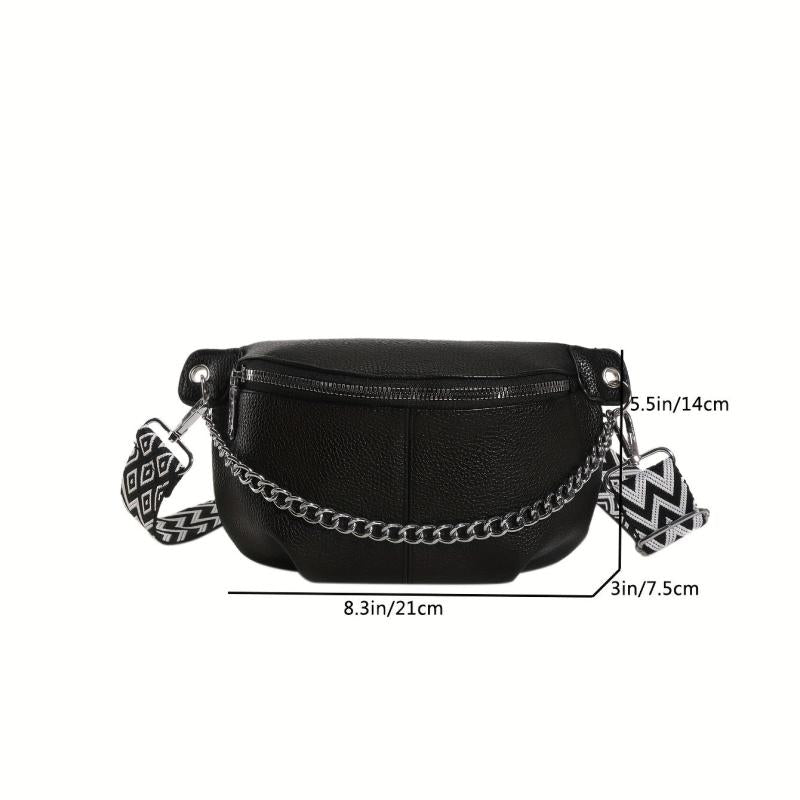 Vintage Chain Chest Bag Crossbody Bag PU Leather