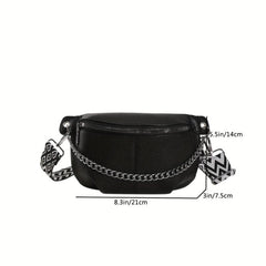 Vintage Chain Chest Bag Crossbody Bag PU Leather