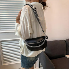 Vintage Chain Chest Bag Crossbody Bag PU Leather