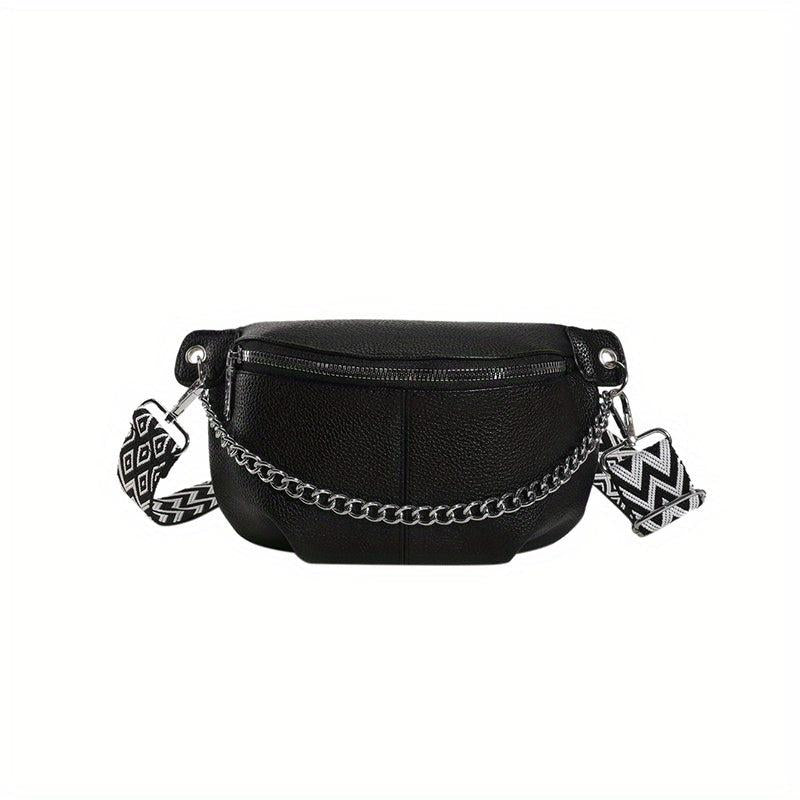 Vintage Chain Chest Bag Crossbody Bag PU Leather