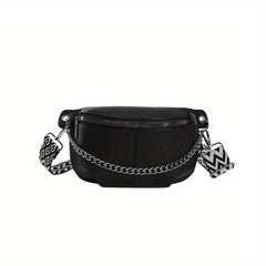 Vintage Chain Chest Bag Crossbody Bag PU Leather