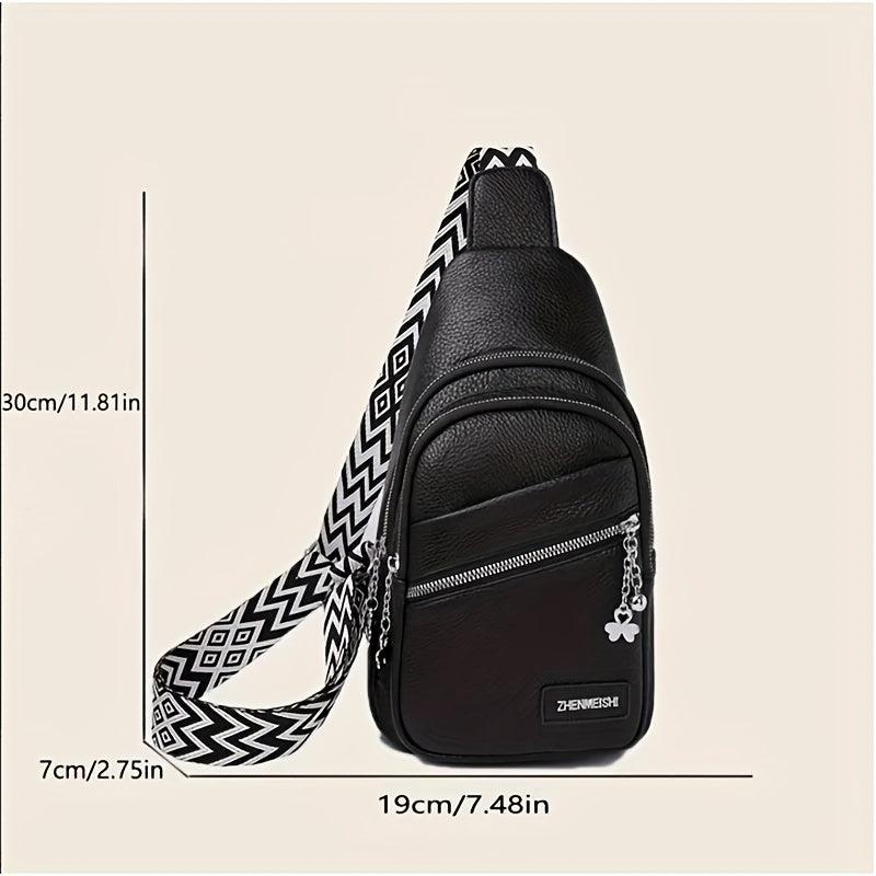Bohemian PU Leather Sling Bag Chest Crossbody Travel Work Shopping