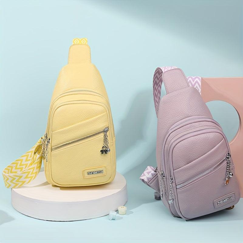 Bohemian PU Leather Sling Bag Chest Crossbody Travel Work Shopping