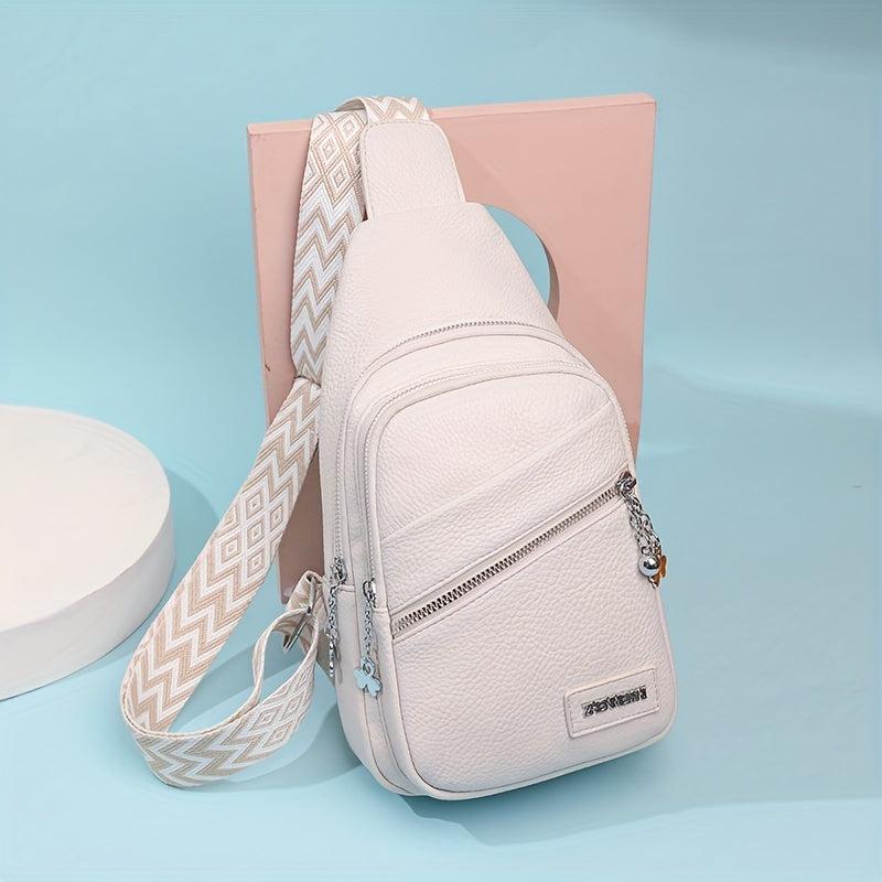 Bohemian PU Leather Sling Bag Chest Crossbody Travel Work Shopping