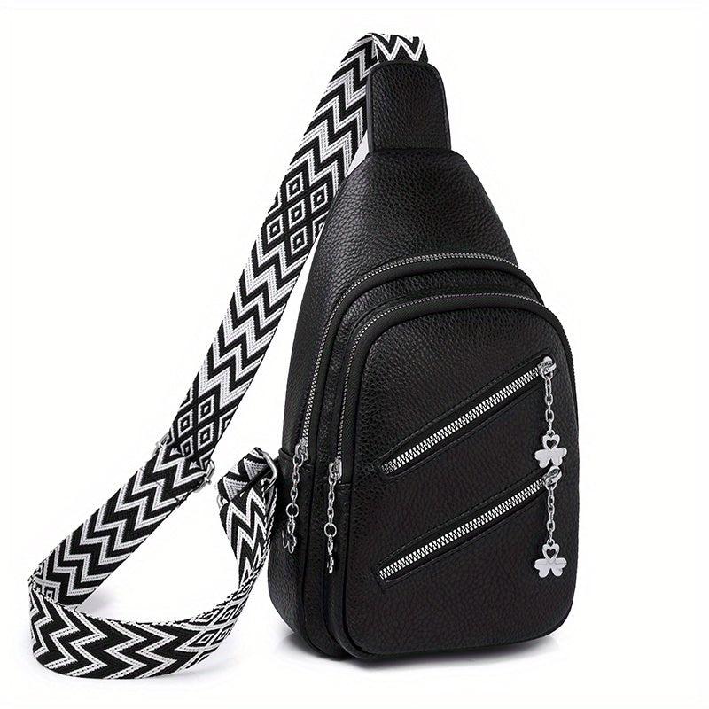 Bohemian PU Leather Sling Bag Chest Crossbody Travel Work Shopping