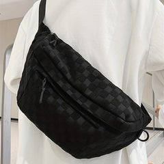 Plaid Pattern Waist Bag Sports Style Crossbody Bag