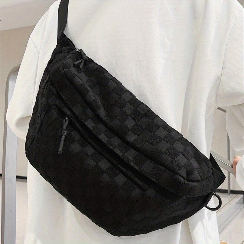 Plaid Pattern Waist Bag Sports Style Crossbody Bag