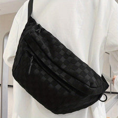 Plaid Pattern Waist Bag Sports Style Crossbody Bag