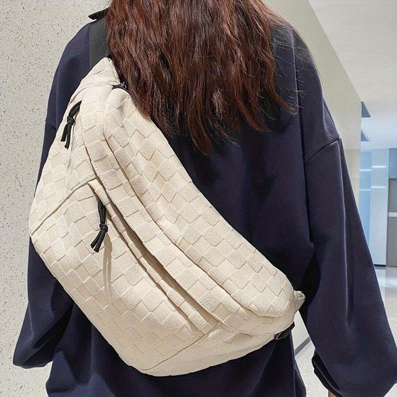 Plaid Pattern Waist Bag Sports Style Crossbody Bag