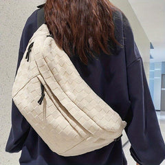 Plaid Pattern Waist Bag Sports Style Crossbody Bag